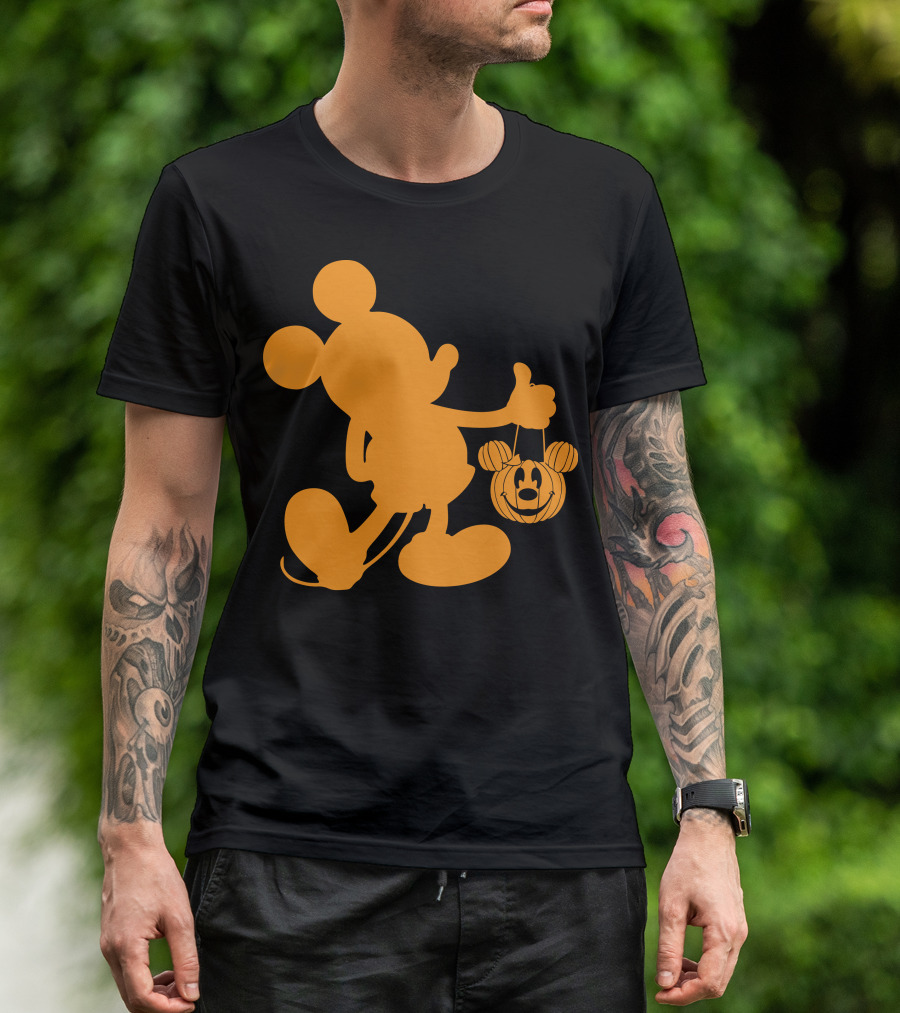 Mickey Mouse Halloween Pumpkin Silhouette T-Shirt