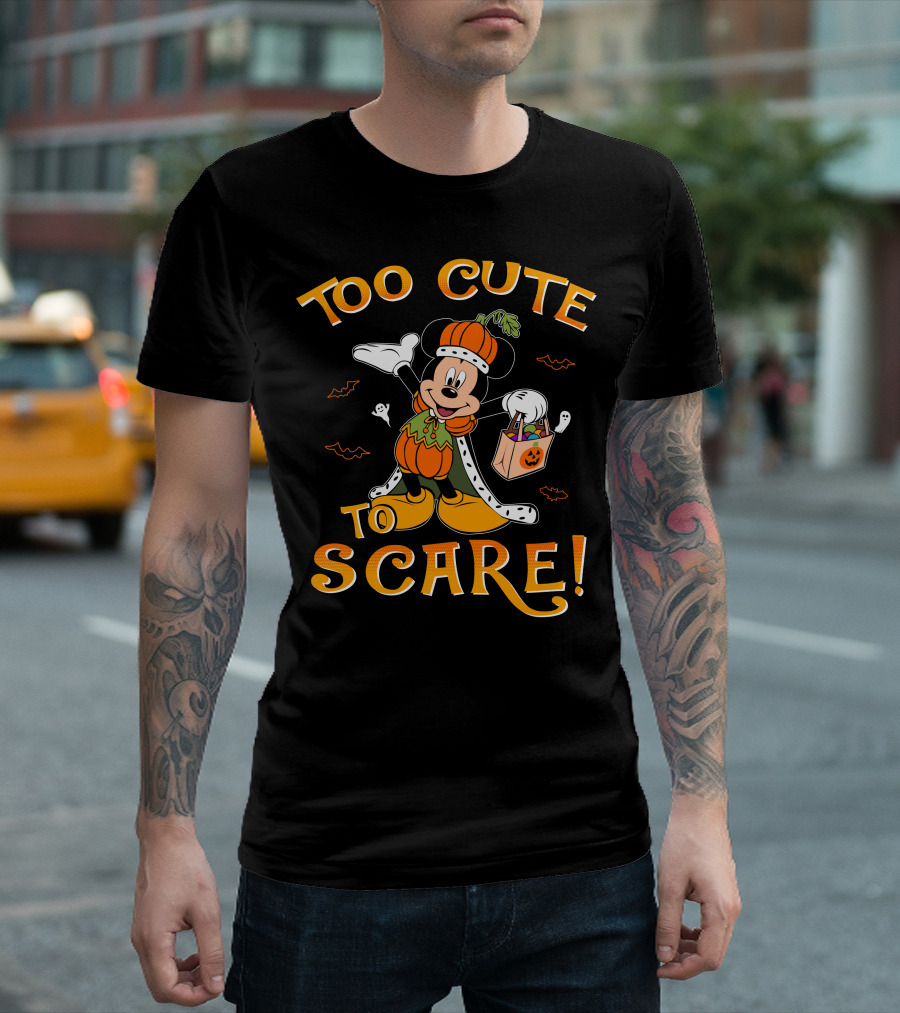 Too Cute To Scare Halloween 86 Mickey Pumpkin Costume Trick-Or-Treat T-Shirt