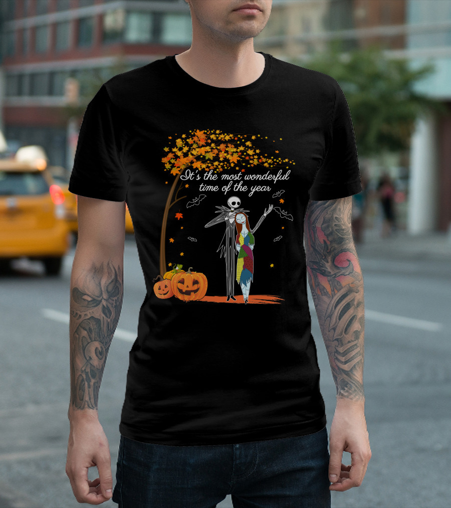 It's The Most Wonderful Time Of The Year Jack Pumpkins And Autumn Leaves T-Shirt