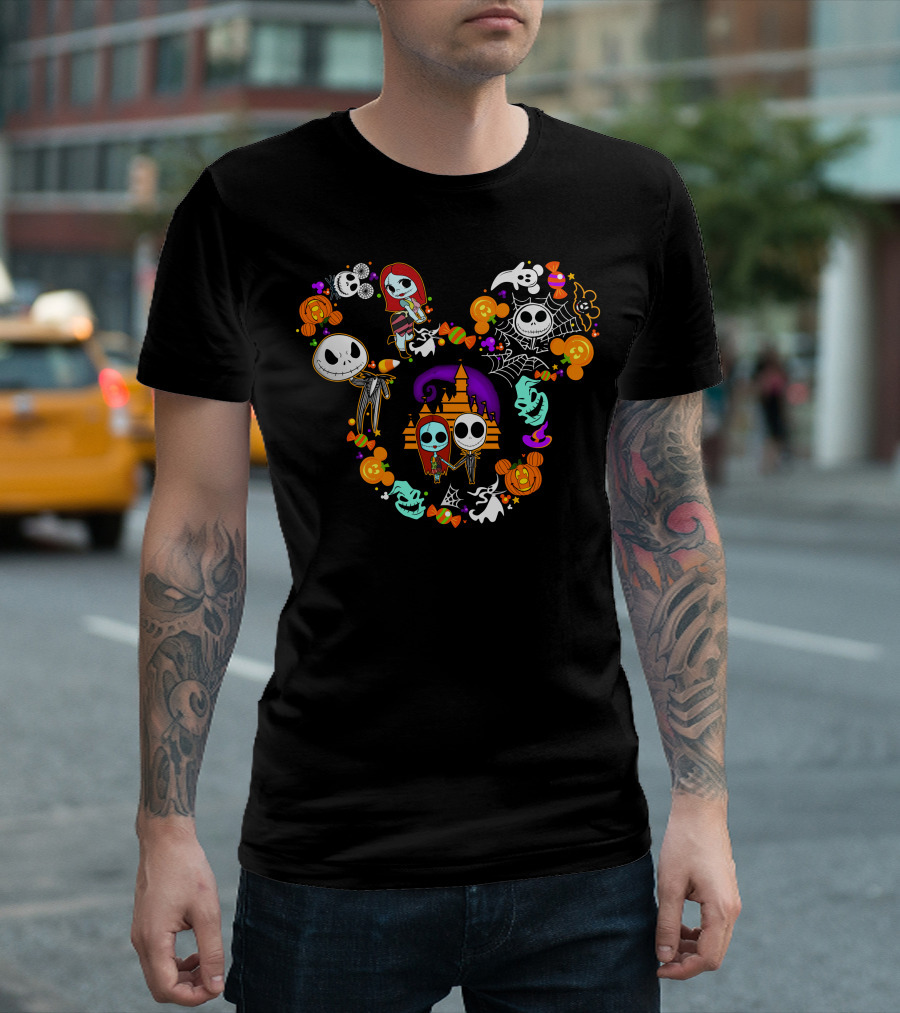 The Nightmare Before Christmas Disney Mickey Mouse Halloween Characters T-Shirt
