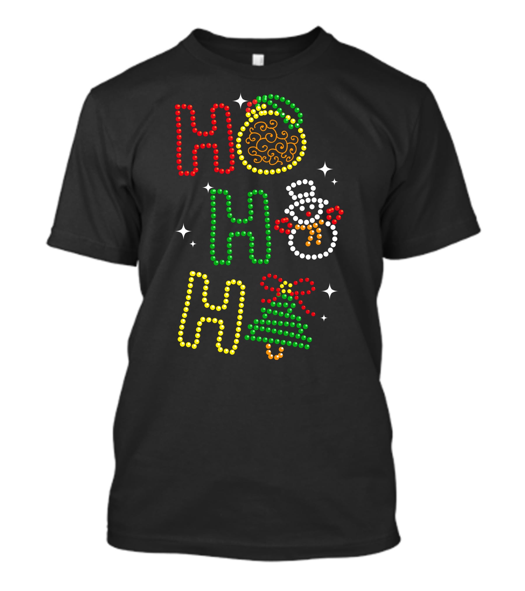 Ho Ho Ho Merry Christmas 56 Santa Snowman Tree T-Shirt