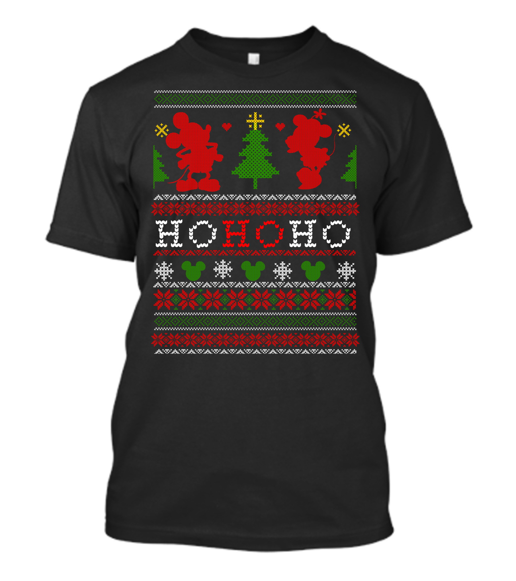 Merry Christmas 62 Ho Ho Ho Ugly Sweater Red Green Mickey Tree T-Shirt