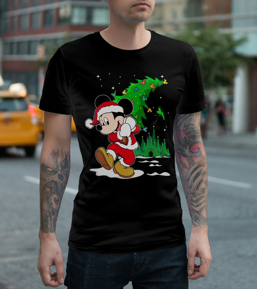 Merry Christmas Mickey Mouse Santa Magic Disney Tree T-Shirt