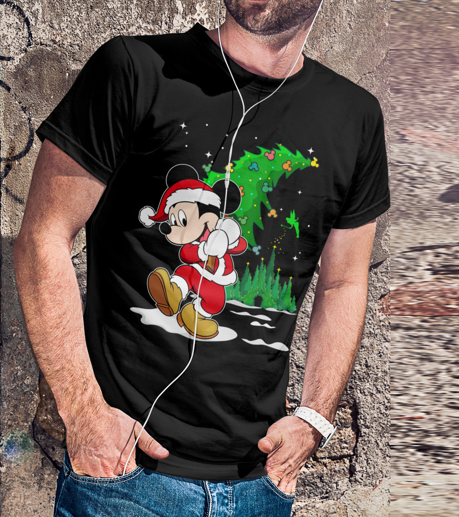 Merry Christmas Mickey Mouse Santa Magic Disney Tree T-Shirt