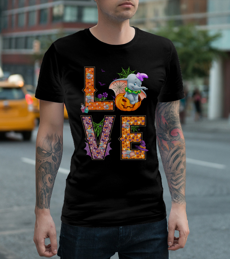 Love Dumbo Halloween Pumpkin Spiderweb Costume T-Shirt
