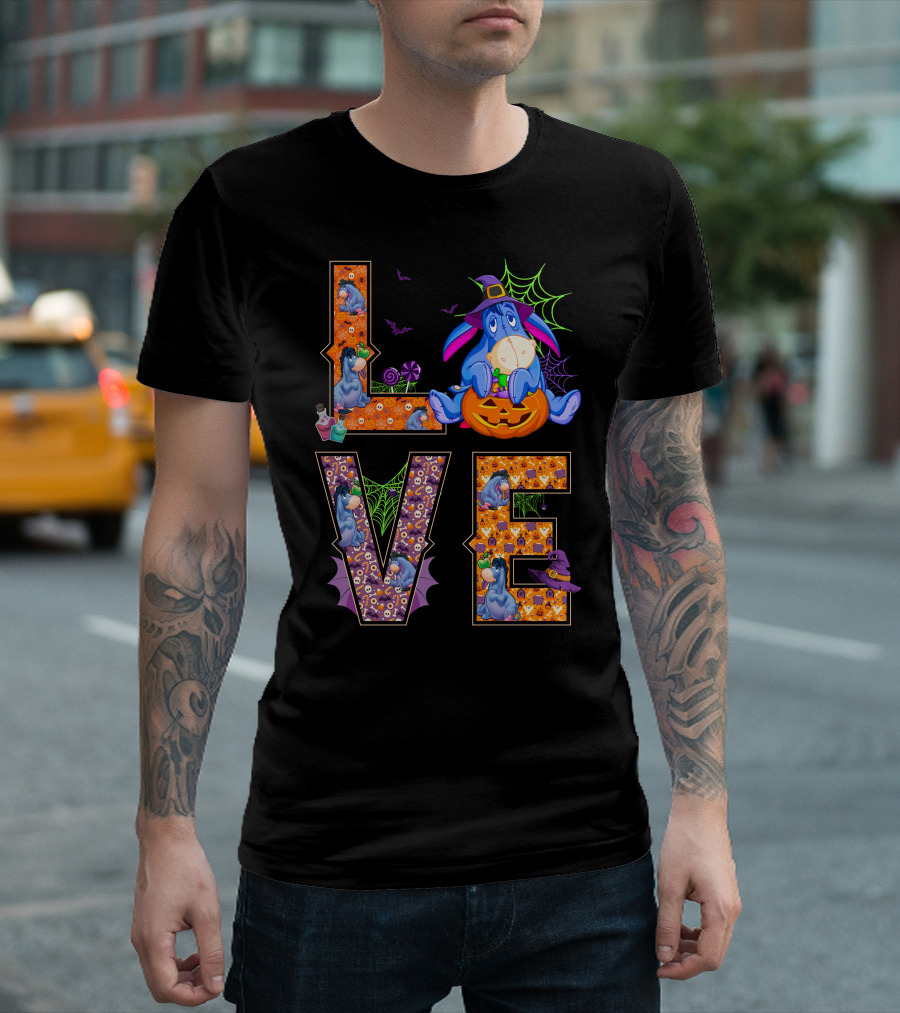 Eeyore Halloween Love Pumpkin Witch Hat Web T-Shirt