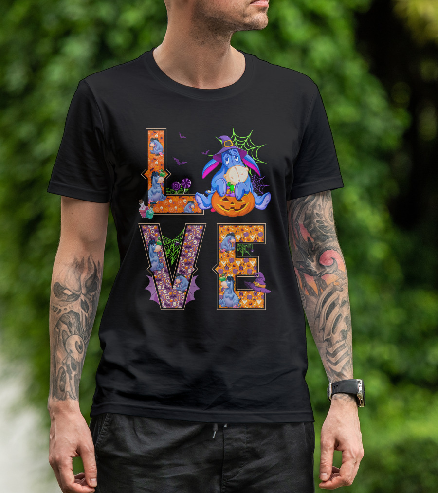 Eeyore Halloween Love Pumpkin Witch Hat Web T-Shirt