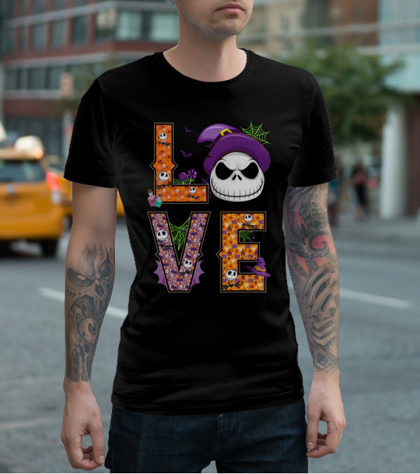 Jack Skellington Love Halloween Potion Hat Spider Webs T-Shirt