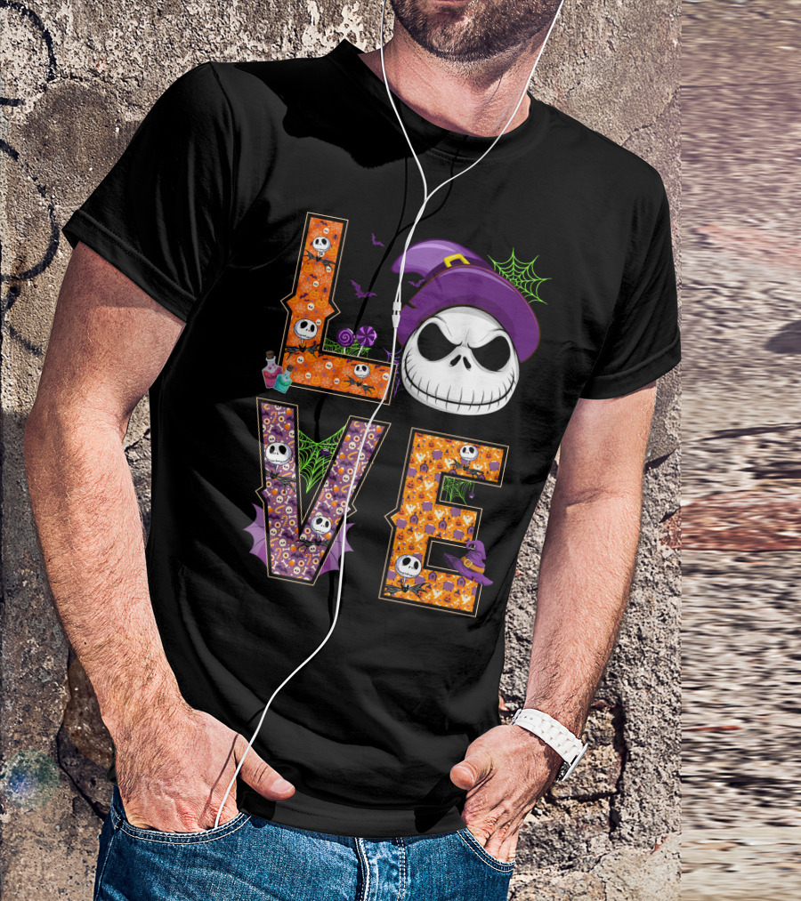 Jack Skellington Love Halloween Potion Hat Spider Webs T-Shirt