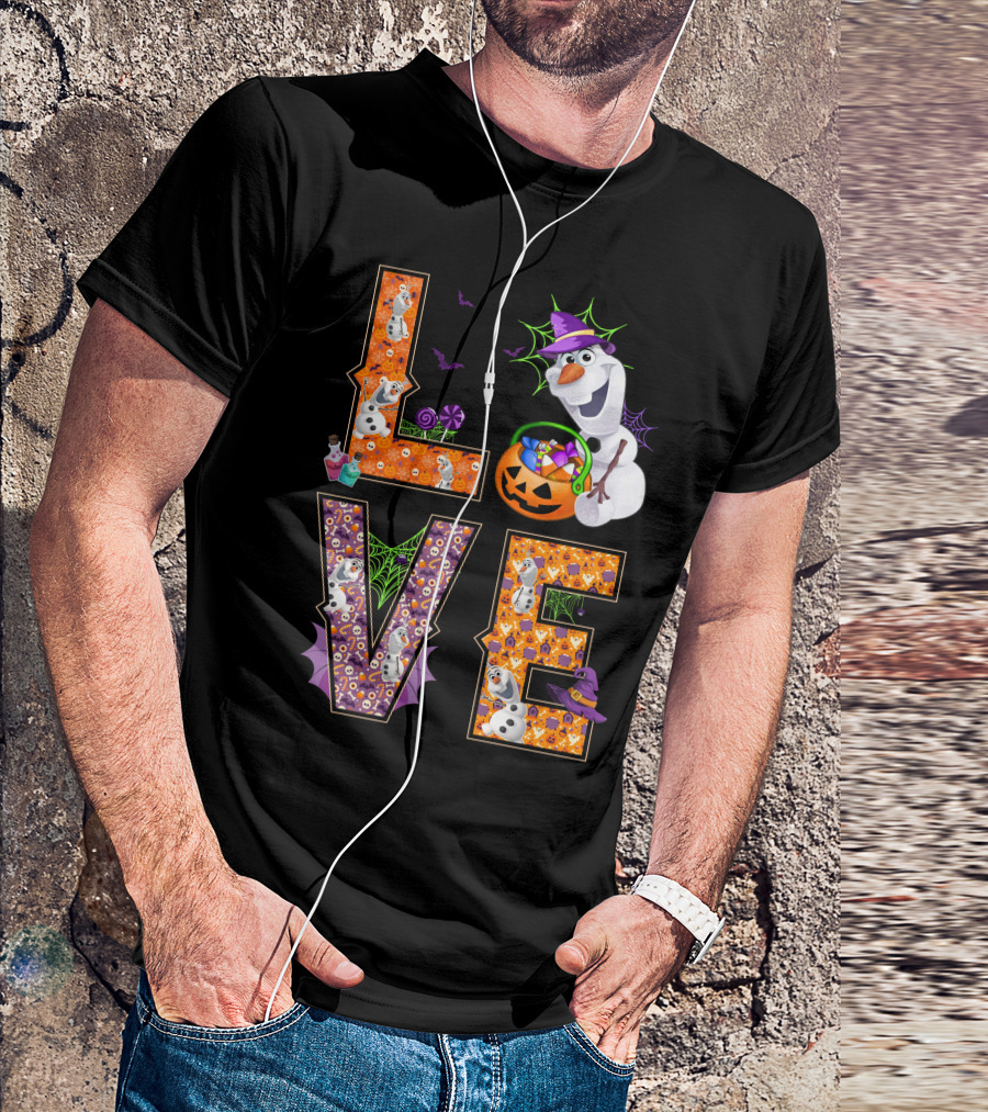 Love Halloween Olaf Candy Pumpkin Frozen Theme T-Shirt