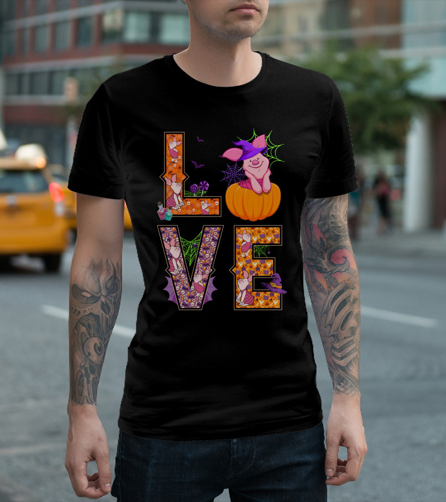 Love Piglet Halloween Pumpkin Costume Spiderwebs Potions T-Shirt