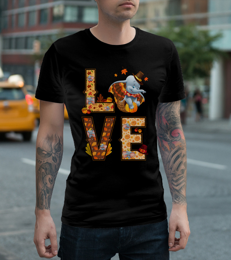 Love Dumbo Thanksgiving Autumn Theme T-Shirt