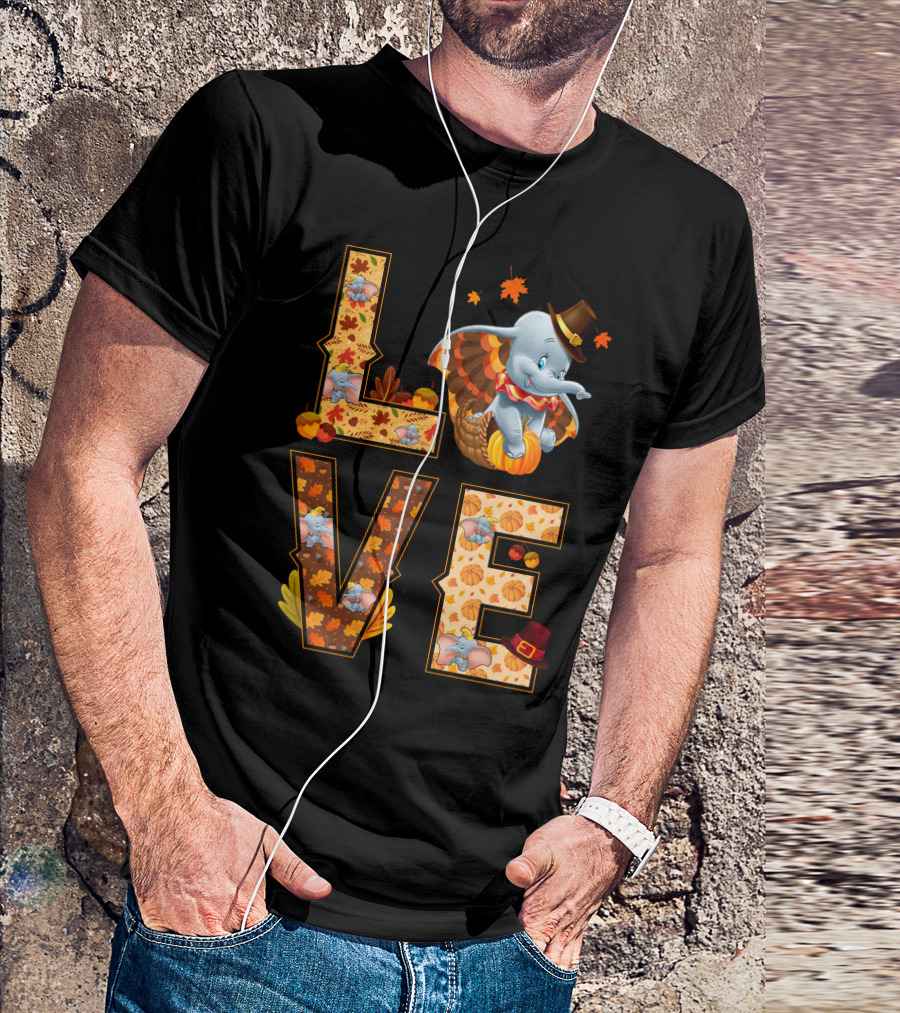 Love Dumbo Thanksgiving Autumn Theme T-Shirt