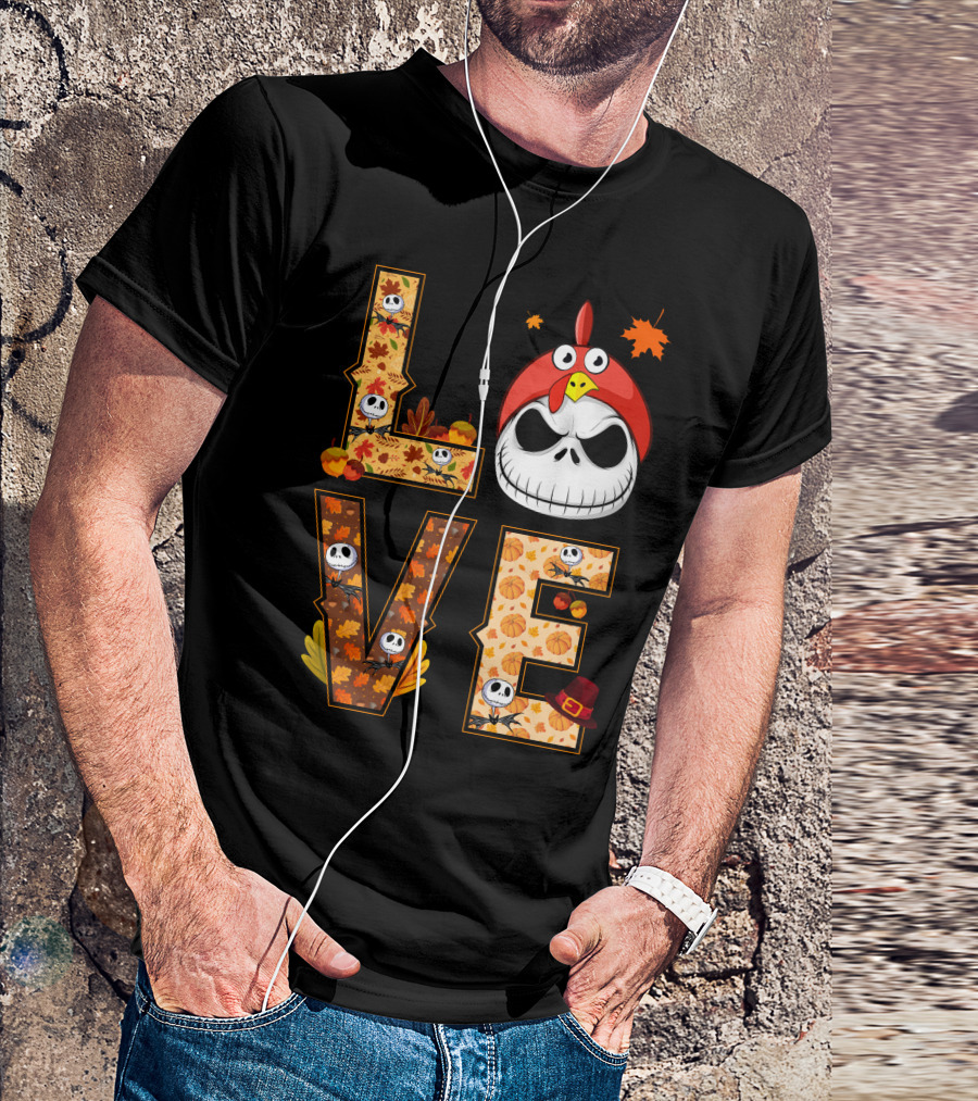 Love Jack Skellington Fall Pumpkin Thanksgiving T-Shirt