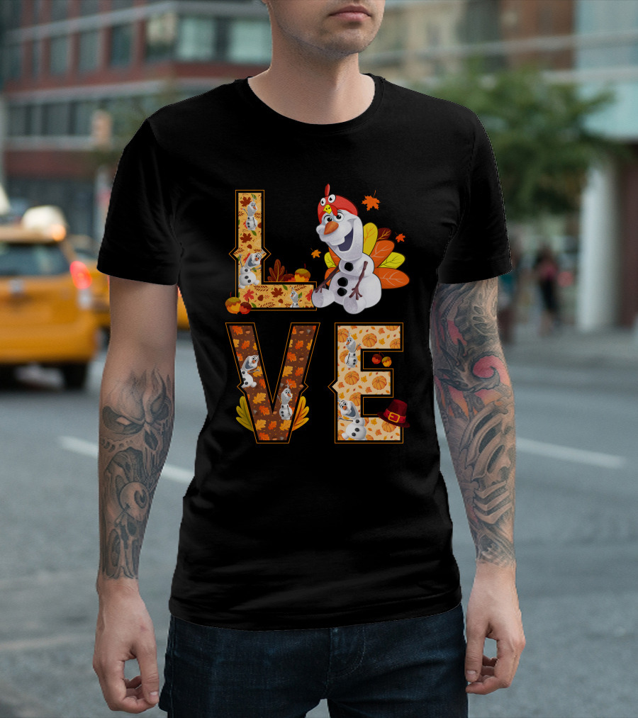 Love Olaf Thanksgiving Autumn Leaves Costume T-Shirt