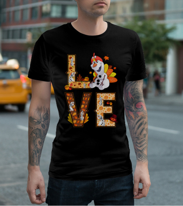 Love Olaf Thanksgiving Autumn Leaves Costume T-Shirt
