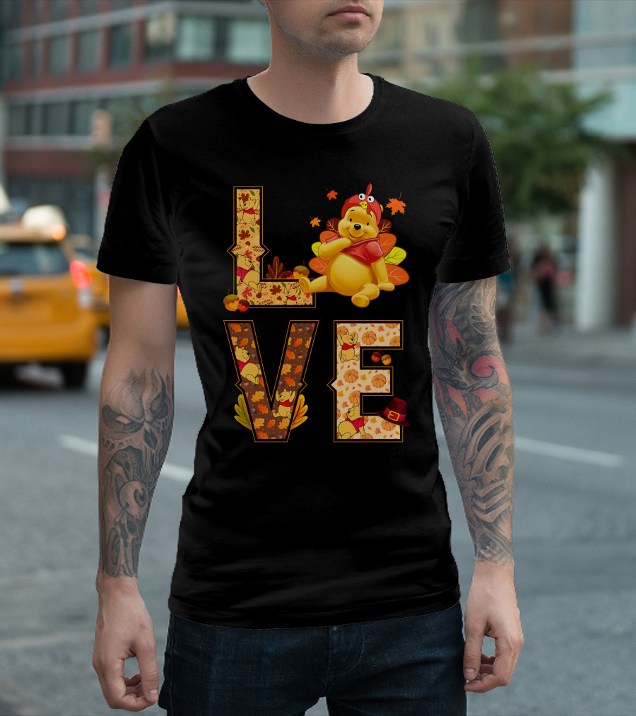 Love Pooh Fall Thanksgiving Theme T-Shirt
