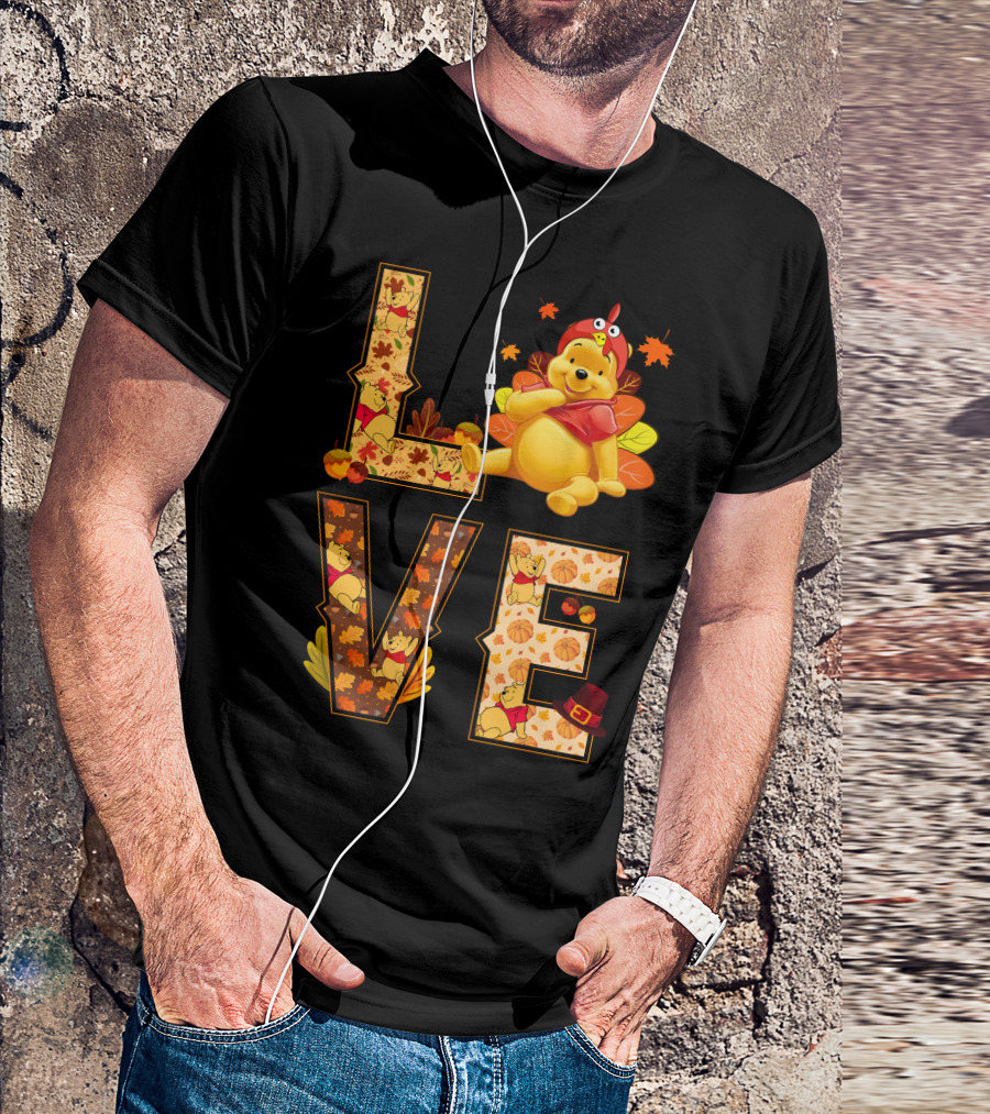 Love Pooh Fall Thanksgiving Theme T-Shirt