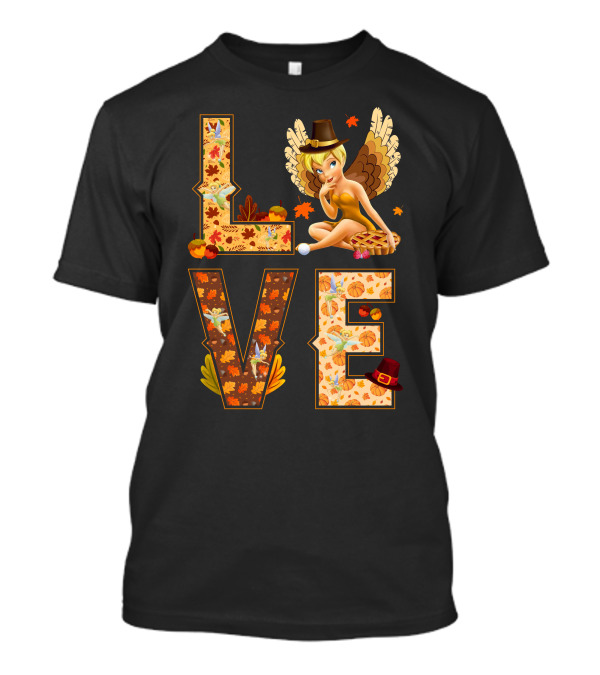 Love Tinkerbell Thanksgiving Autumn Theme T-Shirt