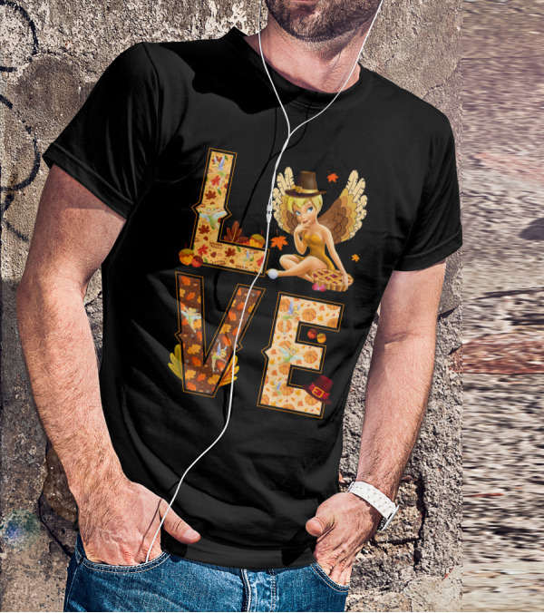 Love Tinkerbell Thanksgiving Autumn Theme T-Shirt