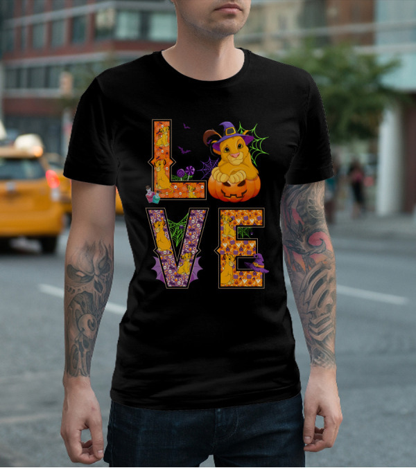 Love Halloween Simba Pumpkin Witch Hat T-Shirt