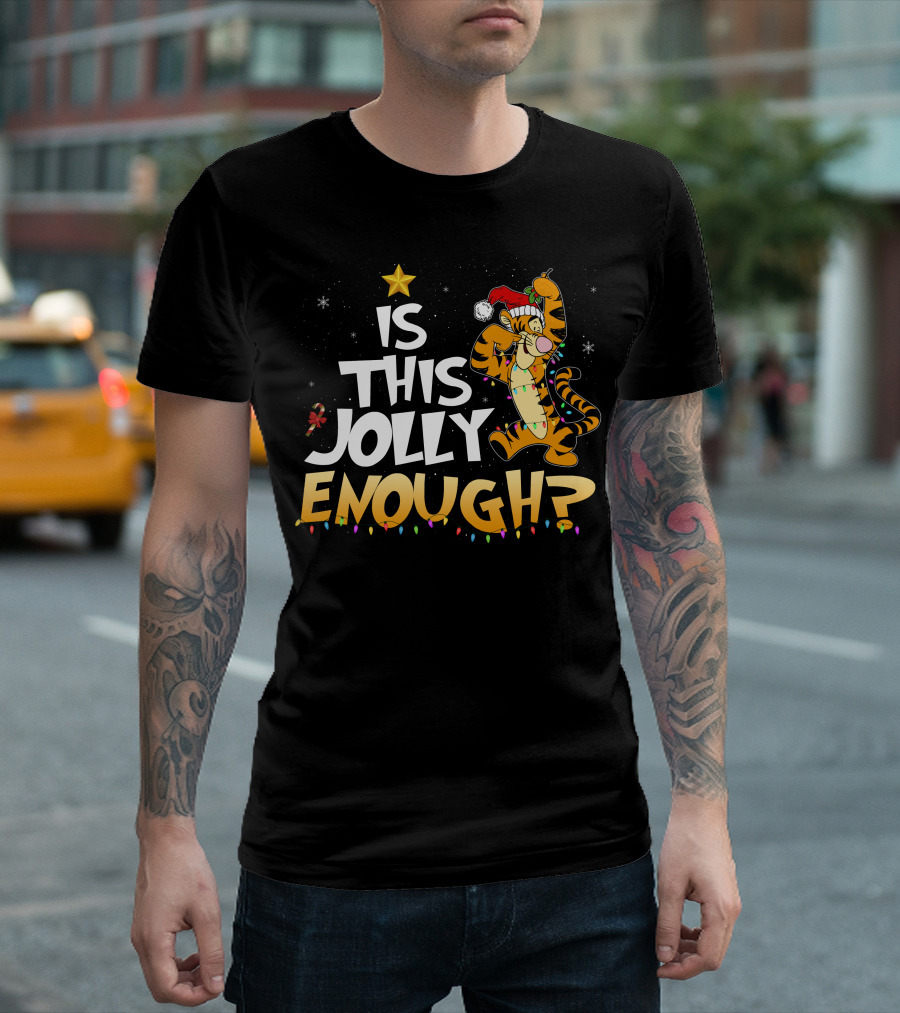 Is This Jolly Enough Tigger Christmas Santa Hat T-Shirt