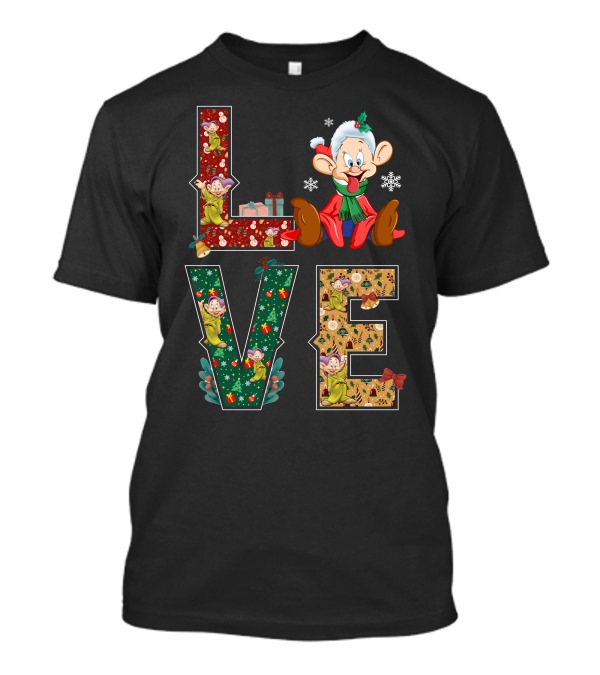 Dopey Love Christmas Snowflakes Presents Garland Bow Holiday T-Shirt