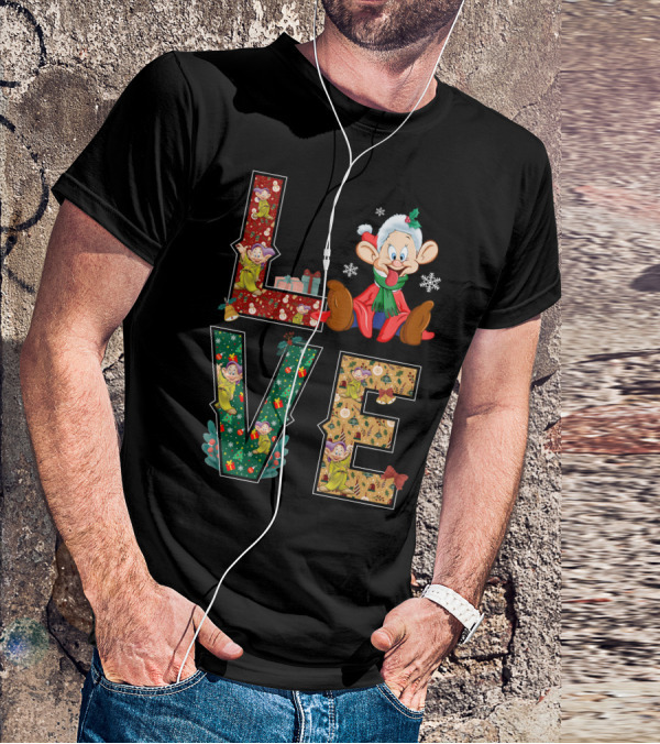 Dopey Love Christmas Snowflakes Presents Garland Bow Holiday T-Shirt
