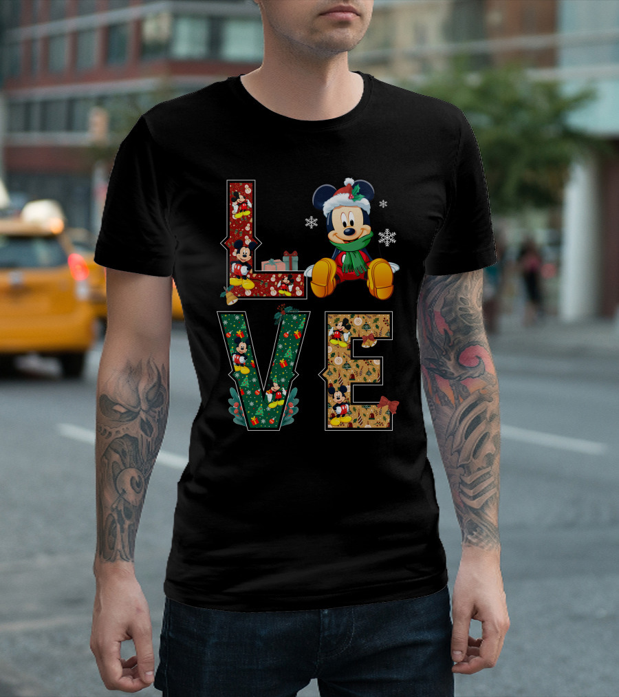 Mickey Mouse Christmas Love Holiday Festive Season T-Shirt