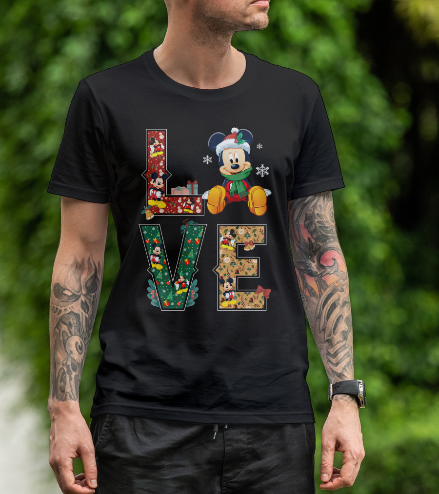 Mickey Mouse Christmas Love Holiday Festive Season T-Shirt