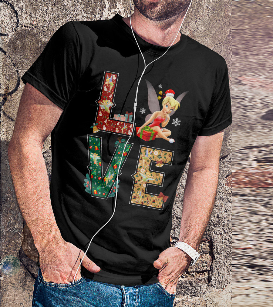Love Tinkerbell Christmas Snowflakes Presents T-Shirt
