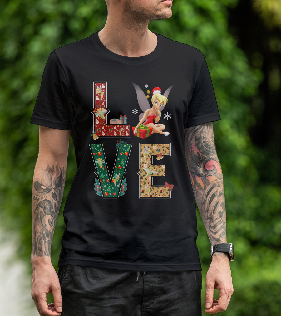 Love Tinkerbell Christmas Snowflakes Presents T-Shirt