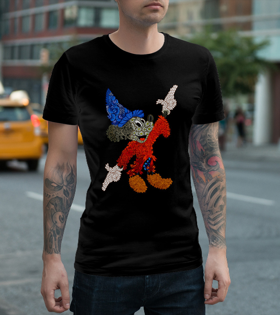 Sorcerer Mickey Floral Pattern Disney T-Shirt