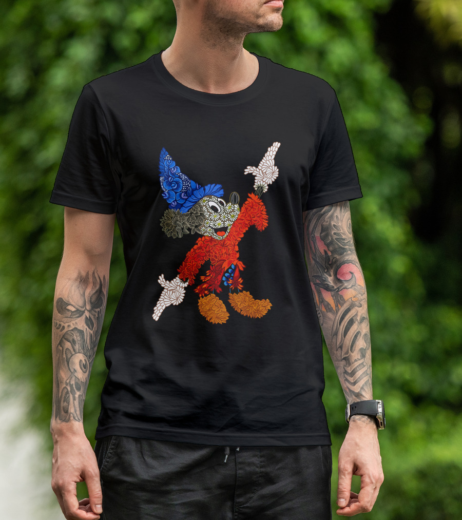 Sorcerer Mickey Floral Pattern Disney T-Shirt