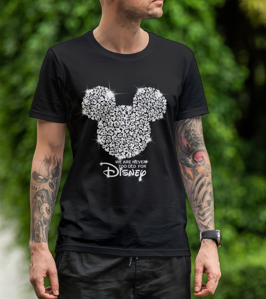 We Are Never Too Old For Disney Mickey Head Floral T-Shirt