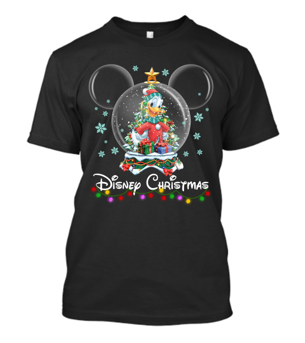 Disney Christmas Donald Duck Snow Globe T-Shirt