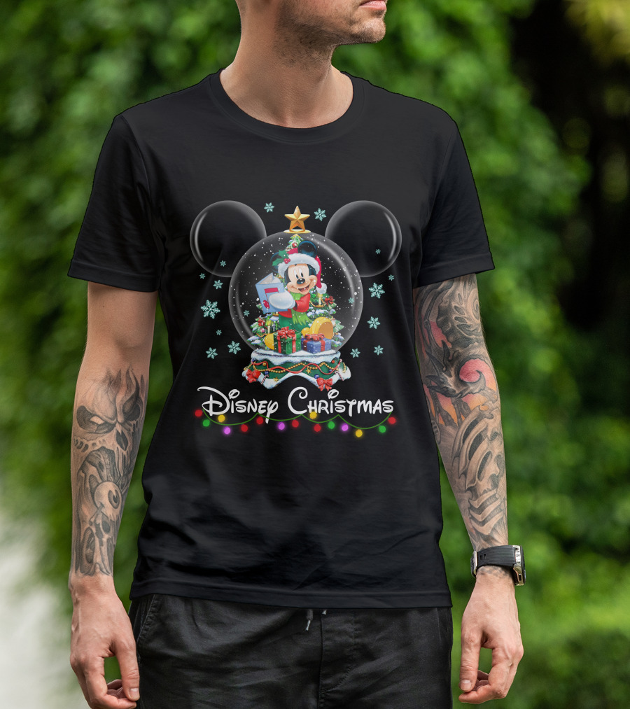 Disney Christmas Mickey Snow Globe T-Shirt