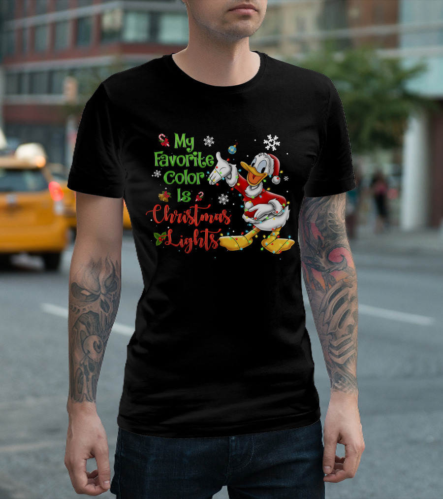 My Favorite Color Is Christmas Lights Donald Duck Snowflakes T-Shirt