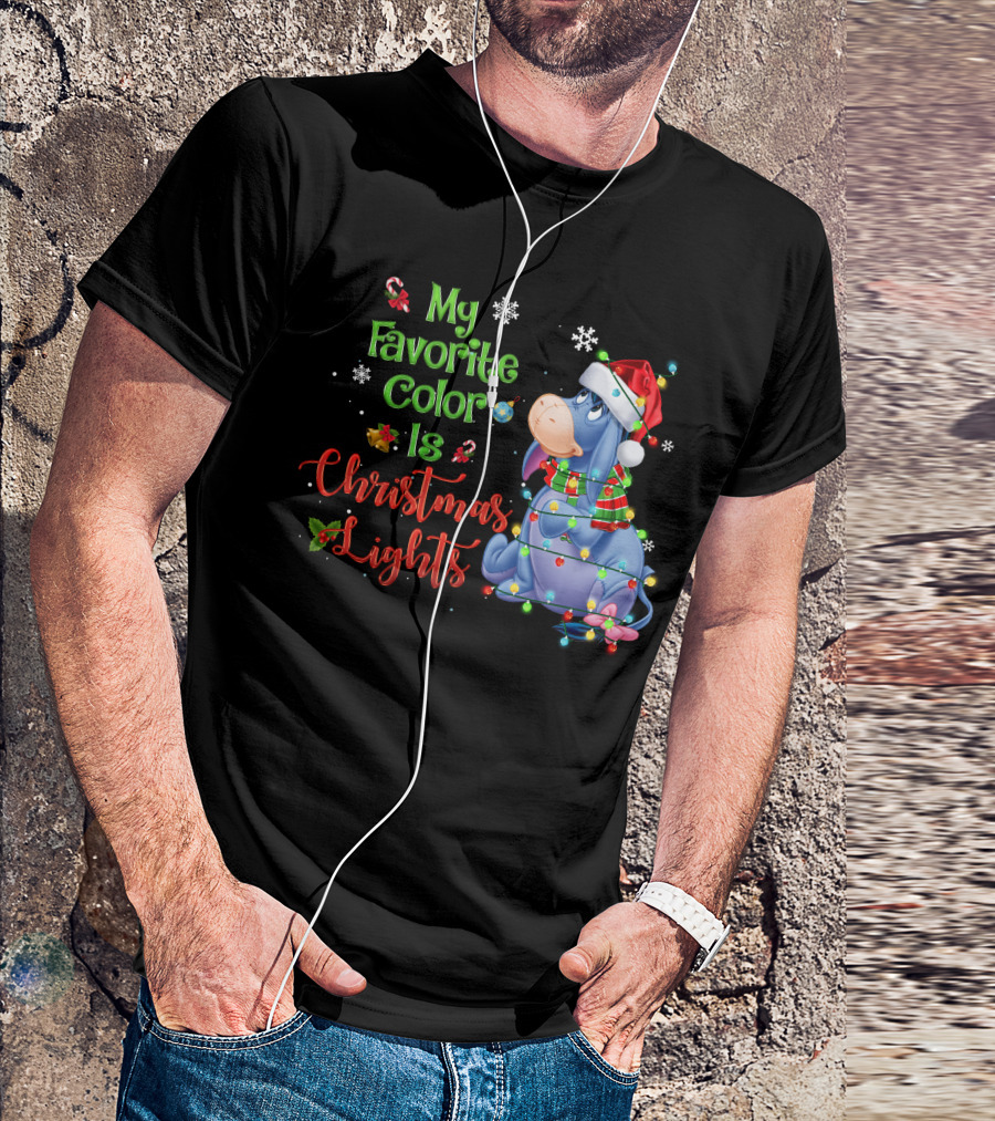 My Favorite Color Is Christmas Lights Eeyore Holiday Theme T-Shirt
