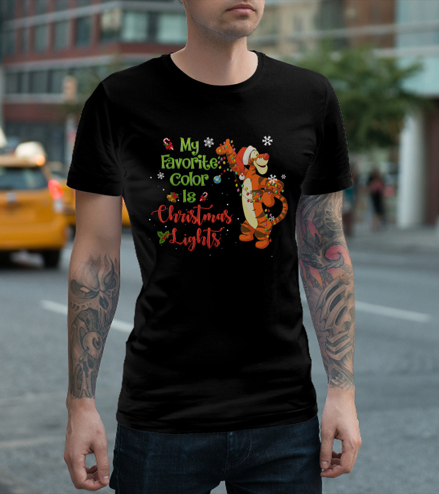 My Favorite Color Is Christmas Lights Tigger T-Shirt