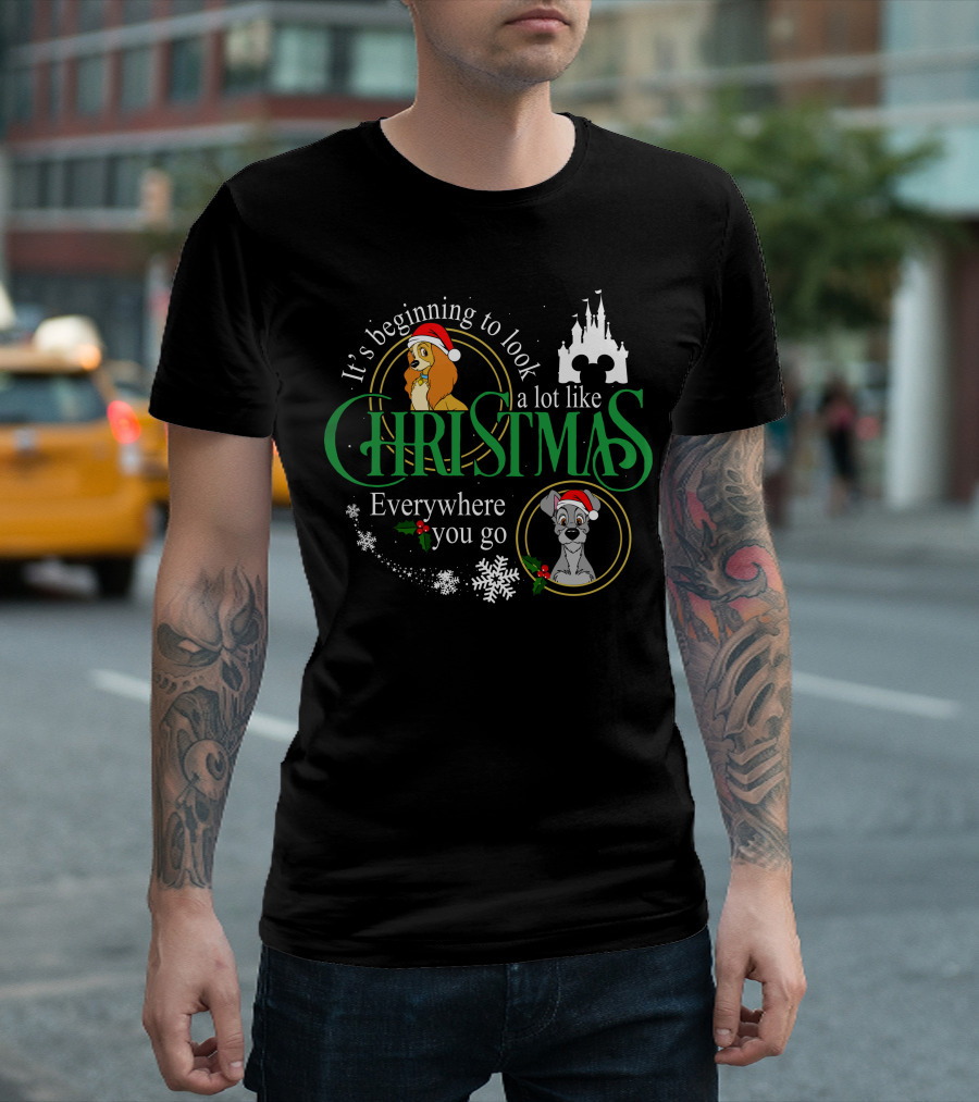 It's Beginning To Look A Lot Like Christmas Everywhere You Go Lady And The Tramp T-Shirt