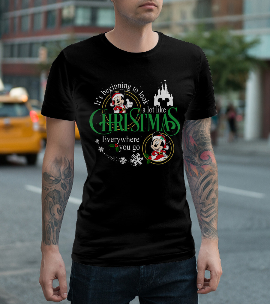 It's Beginning to Look a Lot Like Christmas Everywhere You Go Mickey Minnie T-Shirt