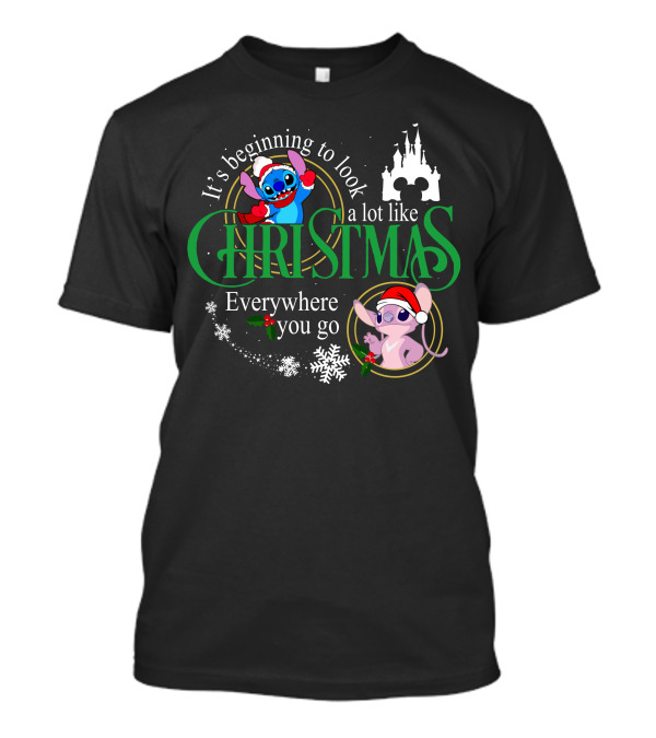 It's Beginning To Look A Lot Like Christmas Stitch & Angel Everywhere You Go T-Shirt