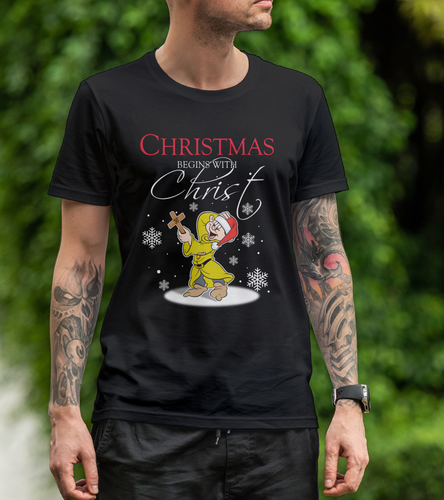 Christmas Begins With Christ Dopey Snowflakes T-Shirt