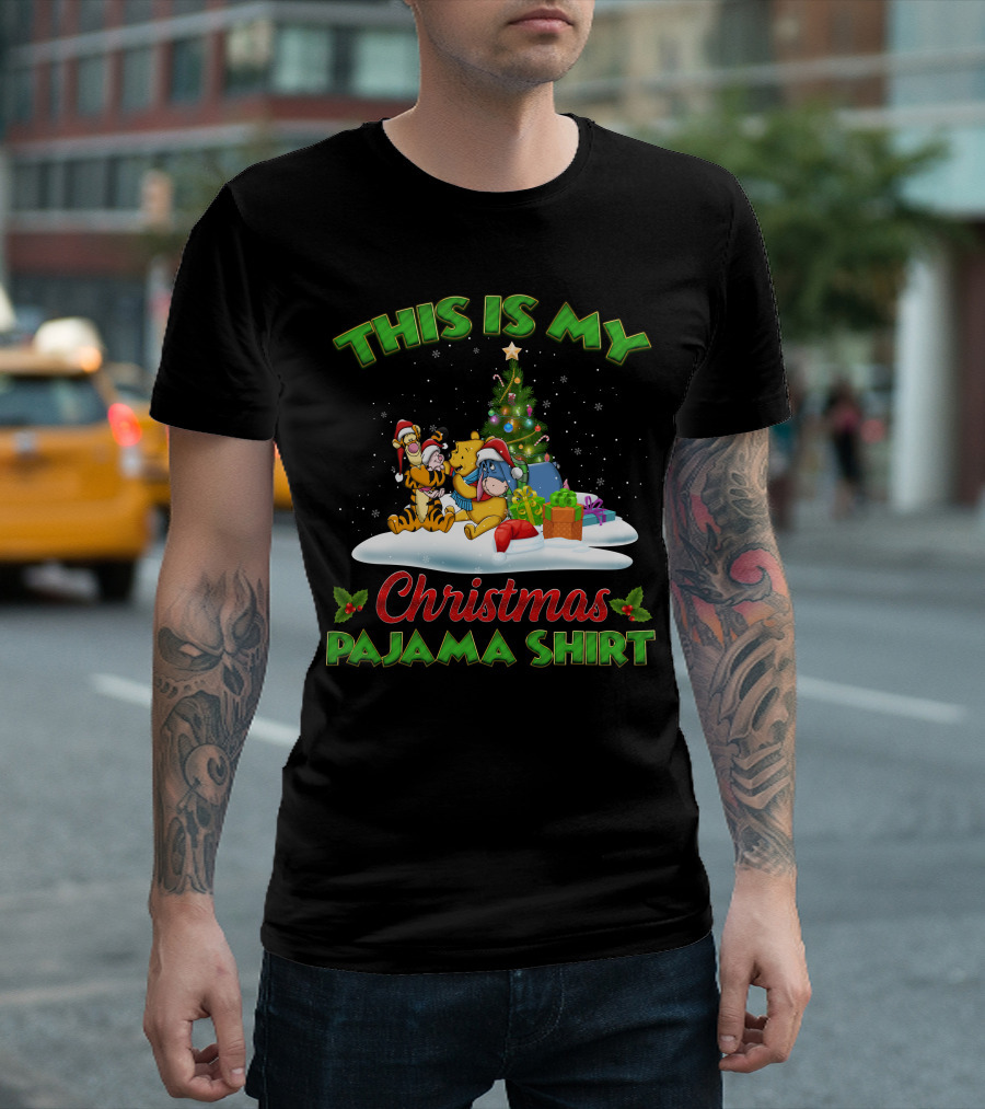 This Is My Christmas Pajama Shirt Winnie The Pooh Tigger Eeyore Christmas Tree T-Shirt