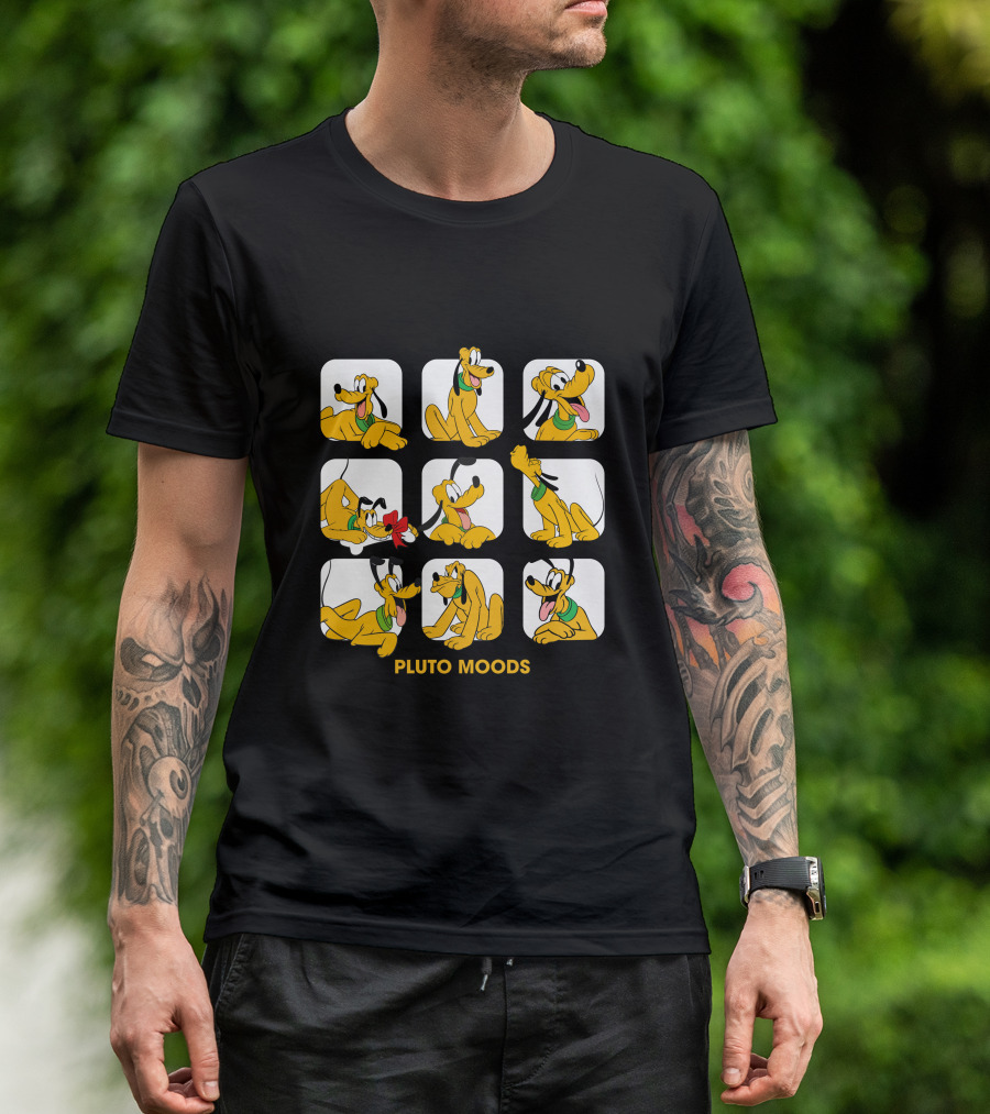 Pluto Moods Cartoon Character Expressions Collection T-Shirt