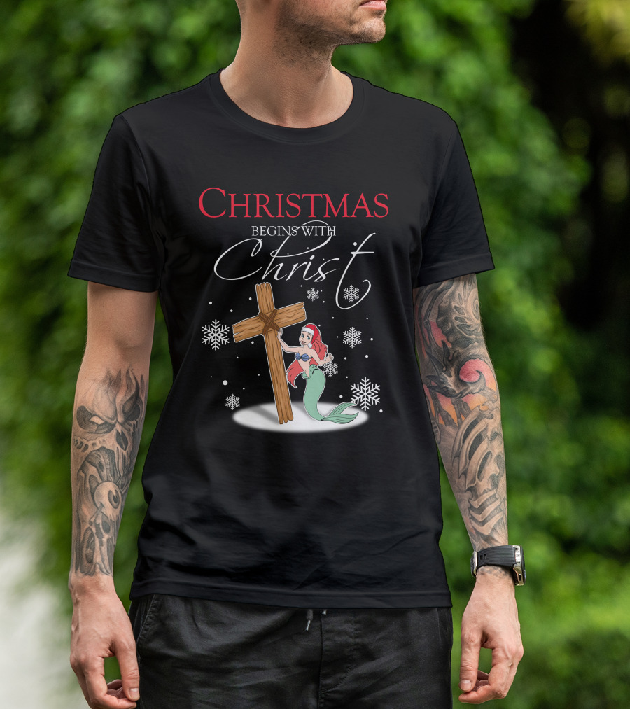 Christmas Begins With Christ Ariel T-Shirt