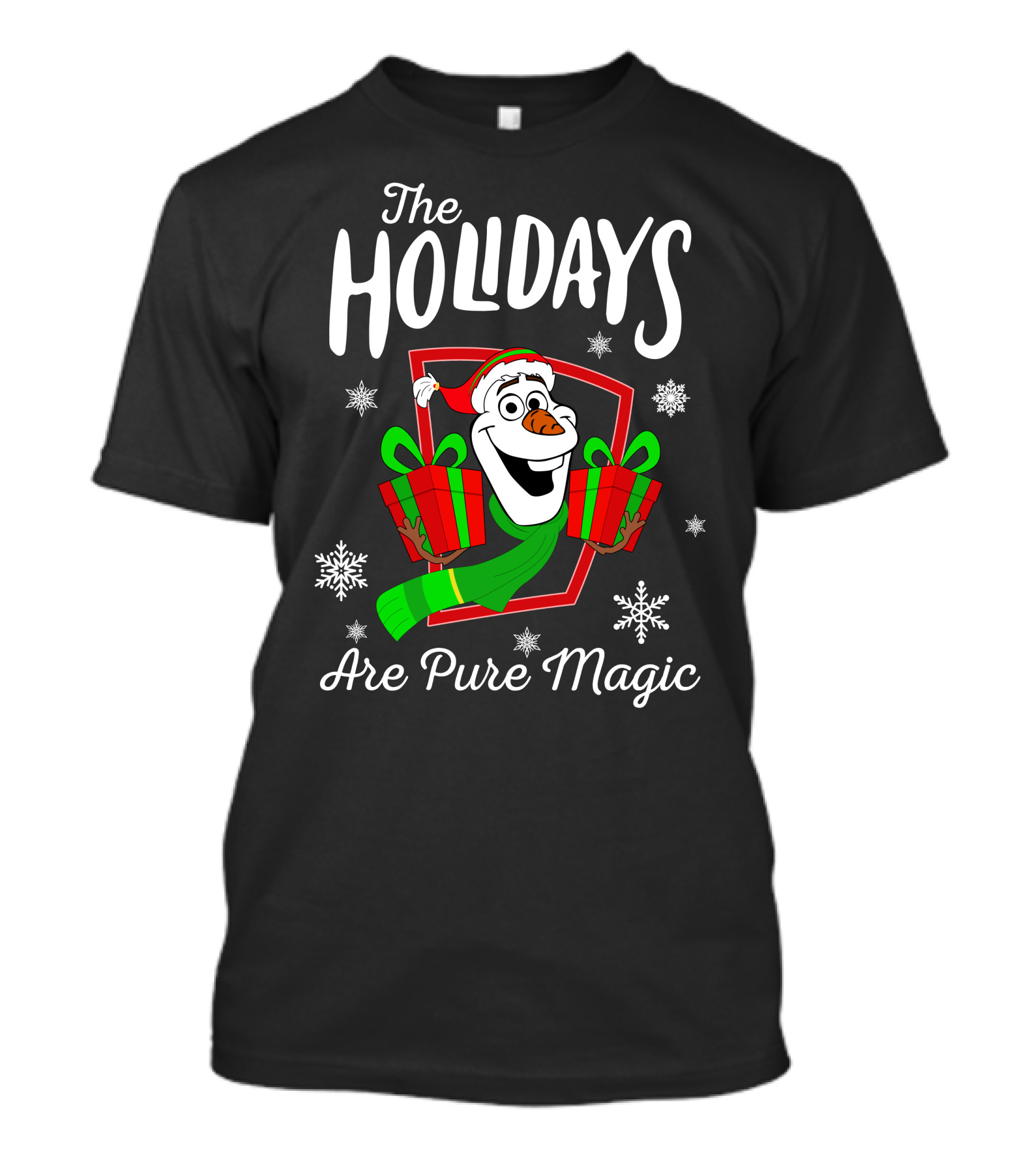 The Holidays Are Pure Magic Olaf Snowman With Gifts T-Shirt