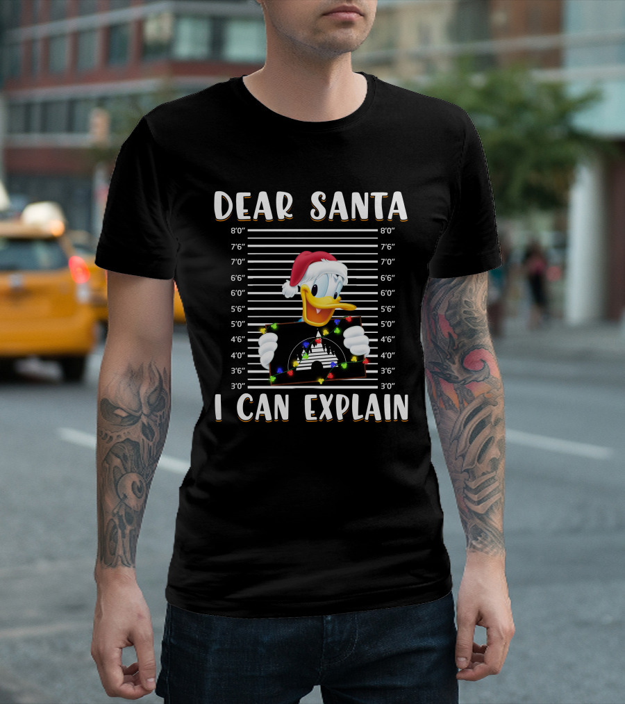 Dear Santa I Can Explain Donald Duck Christmas Mugshot T-Shirt