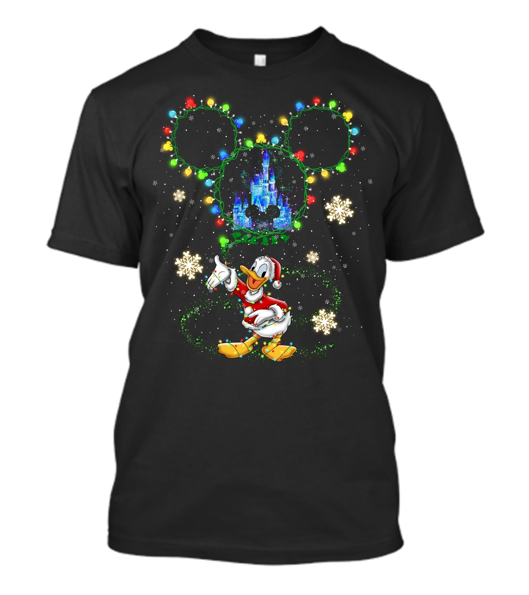 Donald Christmas Wonderland Mickey Lights Snowflakes T-Shirt